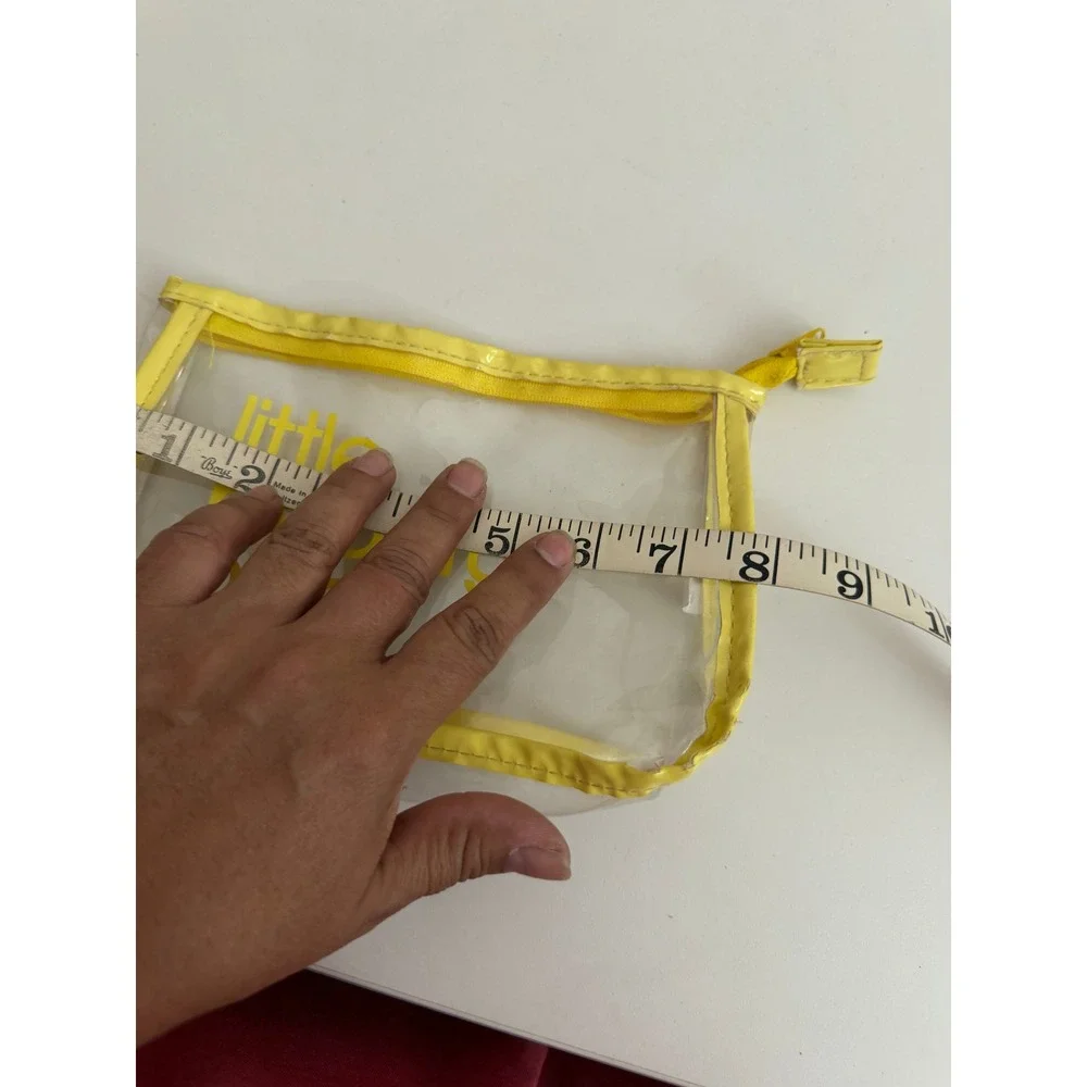 Little Beauty Bag Clear Vinyl Makeup Pouch Yellow Trim Zipper Travel Organizer‎